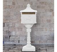 Pedestal Letterbox Aluminium Vintage Style Rustproof Box Green/White vidaXL