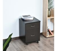 HOMCOM Pedestal Office Mobile Filing Cabinet 2 Drawer Oak - Black