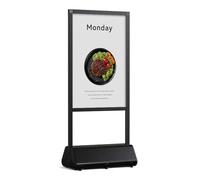 Pedestal Sign Holder Floor Stand with Heavy Base & Aluminum Frame, Portable Double Sided Poster Sidewalk Sign Banner Display Stand with Wheel for Indoor Outdoor Business Store Poster(60x90cm)