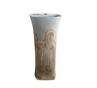 Pedestal Sink Ceramic One Piece Pedestal Sink Combo with Faucet and Drain Courtyard Floor Standing Washbasin