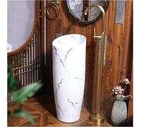 Pedestal Sink, Freestanding Bathroom Basin Unit, Retro Industrial Style Ceramic Design, Easy to Clean Floor Standing Bathroom Decor