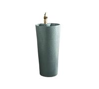 Pedestal Sink Outdoor Integrated Wash Basin with Faucet and Drain Kit Bathroom Freestanding Ceramic Pedestal Sink
