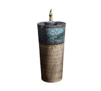 Pedestal Sink Outdoor Retro Ceramic Column Sink with Faucet and Drain Kit Bathroom Integrated Wash Basin
