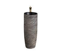 Pedestal Sink Retro Ceramic Pedestal Sink with Faucet and Drain Kit Floor-Standing Wash Basin for Patio, Balcony, Bathroom