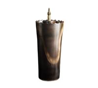 Pedestal Sink Retro One-Piece Pedestal Sink with Faucet and Drain Kit Ceramic Bathroom Vanity