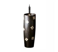Pedestal Sink Simple Ceramic Wash Basin with Faucet and Drain Kit Outdoor Pedestal Sink for Balcony Courtyard Bathroom