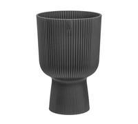 Pedestal Style Planter Pot 30cm Anthracite Plastic Ribbed Design Indoor Decor
