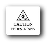 Pedestrian caution sign Sign - 11.5x9.5cm Brushed Aluminium