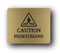Pedestrian caution sign Sign - 11.5x9.5cm Brushed Aluminium