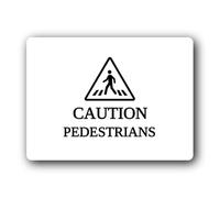 Pedestrian caution sign Sign - 19.4x14.3cm Brushed Aluminium