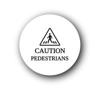 Pedestrian caution sign Sign - 9.5x9.5cm Brushed Aluminium