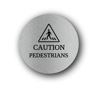 Pedestrian caution sign Sign - 9.5x9.5cm Brushed Aluminium