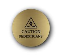 Pedestrian caution sign Sign - 9.5x9.5cm Brushed Aluminium