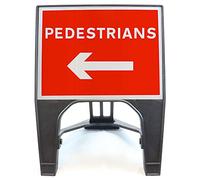 Pedestrians Left 600x450mm Road Sign 7018a - Plastic Temporary Road Street Traffic Safety Sign for Road and Street Works - Freestanding with Reflective Sign Face