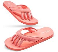 Pedi Couture Pedicure Sandals with Built In Toe Separators for Women - Comfortable Spa Style Flip Flops for Home, Salon, Yoga & Gym Use, Coral, Small