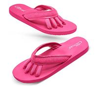 Pedi Couture Pedicure Sandals with Built In Toe Separators for Women - Comfortable Spa Style Flip Flops for Home, Salon, Yoga & Gym Use, Fuchsia, Large