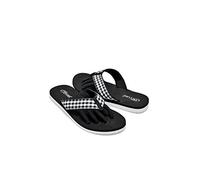 Pedi Couture Womens Gingham Pedicure Spa Sandals (Black & White, L)