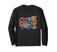 Pediatric Nurse Floral Dinosaur Retro Long Sleeve T-Shirt