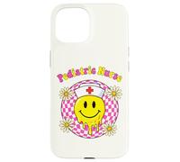 Pediatric Nurse Retro Melting Yellow Smile Checkerboard Peds Case for iPhone 15