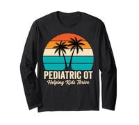 Pediatric OT Helping Kids Thrive Retro Sunset Graphic Long Sleeve T-Shirt