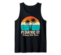 Pediatric OT Helping Kids Thrive Retro Sunset Graphic Tank Top