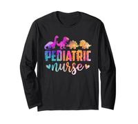 Pediatric Pediatrics Nurses Dinosaurs Colorful Peds Nurse Long Sleeve T-Shirt