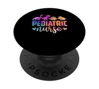 Pediatric Pediatrics Nurses Dinosaurs Colorful Peds Nurse PopSockets Adhesive PopGrip