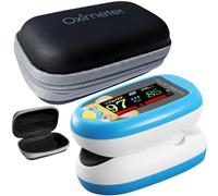 Pediatric Pulse Oximeter Blood Oxygen Saturation Monitoring Detection Meter Heart Rate Stats Detector NHS Children Finger Kids SpO2 Levels Monitor TFT Lanyard & USB (Black case + Blue Oximeter)