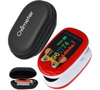 Pediatric Pulse Oximeter & Storage Zipper Case Heart Rate Stats Monitor Kids Finger Blood Oxygen Saturation Monitoring NHS Children SpO2 Detection Levels TFT Lanyard & USB (Red Kids Oximeter)