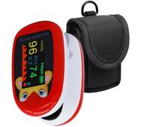 Pediatric Pulse Oximeter with Bag Heart Rate Stats Monitor Kids Finger Blood Oxygen Saturation Monitoring Children SpO2 Levels TFT Lanyard & USB (Storage Bag with Red Infant Oximeter)