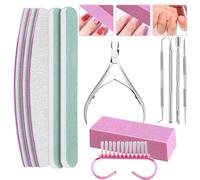 Pedicure and Manicure Tools, Stainless Steel Dead Cuticle Scissors, Manicure Hawkbill Pliers, 12-Piece Nail Care Set, 100/180 Manicure Tools for Women