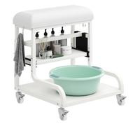 Pedicure Foot Rest with 3-Level Height,Pedicure Foot Bath Trolley w/Wheels