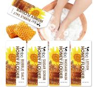 Pedicure Foot Spa, Foot Soak Set with Foot Salt, Foot Cream, Foot Scrubs and Lotion, 4 in 1 Exfoliating Foot Care at Home for Dry Cracked, Tired Sore Feet, Make Baby Soft Feet, Honey Flower