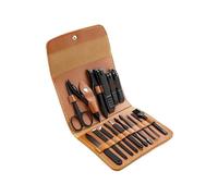 Pedicure Kit 16 Piece Nail Clipper Set, Stainless Steel Home Manicure, Portable High-end Scissors, Dead Skin Trimming Tool Nail Set(Bruin)