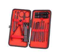 Pedicure Kit Black Nail Clippers Set Full Set of Men's Nail Clippers Set Box Acne Needles Nail Groove Special Pedicure Knife Tools for Home Use Nail Set(Red,15PCS)