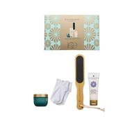 Pedicure Pamper Gift Set | Overnight Foot Balm, Foot Scrub, Fabric Socks & Double Foot File | Vegan Friendly, Spa Inspired Foot Care