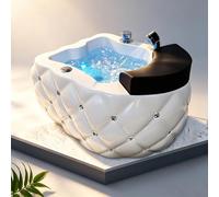 Pedicure Spa with Automatic Drainage, Acrylic Foot Massager, 7-Color LED Lights & Retractable Hand Shower, Pipeless Wave Technology for Home Use
