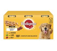 Pedigree Adult Wet Dog Food Tins Mixed Selection in Jelly 24 x 385g - Chicken, Lamb & Beef, for Healthy Skin, Coat, and Immune Support