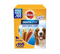 Pedigree DentaStix Daily Dental Chews Medium Dog 10-25kg 105 Sticks