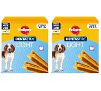 Pedigree Dentastix Light 28 Sticks Dental Chews Medium Dog Treats (Pack of 2)