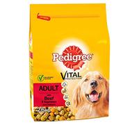 Pedigree Dry Dog Food for Adult Dogs 1+ with Beef and Vegetable, 3 Bags (3 x 2.6 kg)