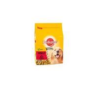 Pedigree Dry Dog Food for Adult Dogs 1+ with Beef and Vegetable, 3 Bags (3 x 2.6 kg)