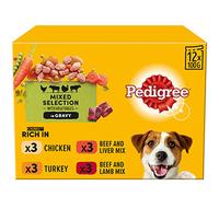 48 x Pedigree Adult Dog Pouches Wet Food Mixed Varieties In Gravy 100g
