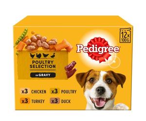 Pedigree Poultry Selection Pouches in Gravy for Dogs - 12 x 100g