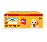PEDIGREE Puppy Dog Food Pouches Chunks in Jelly, 40 x 100g Multipack, Four Flavours (with Beef & Liver, Chicken, Lamb & Liver and Poultry)
