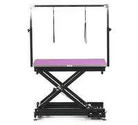 Pedigroom Electric Dog Grooming Table Black Frame Pink Top With H Bar Purple