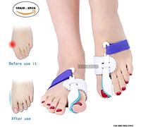 PEDIMEND™ Adjustable Bunion Splint Protector Sleeves Kit (1PAIR - 2PCS) | Bunion Corrector | Relieve Hallux Valgus Foot Pain | Hammer Toe Corrector Brace | Big Toe Separators (White + Blue)