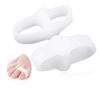 PEDIMEND Double Hole Small Toe Separator - Little Finger Hallux Valgus Protector - Bunion Adjuster - Relieve Pressure/Avoid Squeezing - for Men & Women - Foot Care (Two Pairs)
