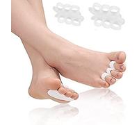 PEDIMEND Silicone Gel Hammer Toe Protectors Straighten Crooked Toes - Toe Separator For Overlapping Toes - For Claw, Mallet & Curl Toes - UNISEX - Foot Care - White (2 PAIR)