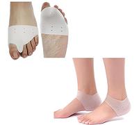 PEDIMEND Silicone Gel Toe Separator Forefoot Insoles + Silicone Heel Protector (2PAIR - 4PCS) | Support for Crooked/Corns/Callus | Neuroma Pain Relief | Efficient Remedy for Sore Feet | Foot Care